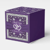 Paarse, grijze liefde harten bruiloft bedankdoosjes (Voorkant Zijde)