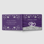 Paarse, grijze liefde harten bruiloft gastenboek (Volledig)