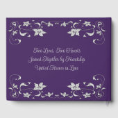 Paarse, grijze liefde harten bruiloft gastenboek (Achterkant)