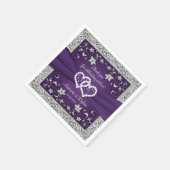 Paarse, grijze liefde harten bruiloft servet (Hoek)