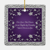 Paarse, Grijze Liefdesharten Bruiloft 1e Kerstmis Keramisch Ornament (Achterkant)