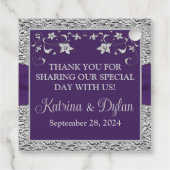 Paarse, grijze liefdesharten bruiloft gunst Label (Achterkant)