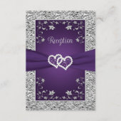 Paarse, grijze liefdesharten bruiloft receptie Kaa RSVP Kaartje (Voorkant)