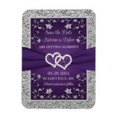 Paarse, Grijze Liefdesharten Bruiloft Save the Dat Magneet (Verticaal)