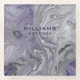 Paarse Grijze Marmeren Textuur Gepersonaliseerd Glazen Onderzetter