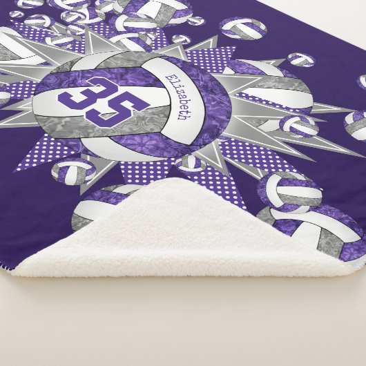 paarse grijze meisjes volleybal blowout sherpa deken (3/4)