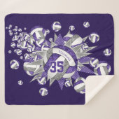 paarse grijze meisjes volleybal blowout sherpa deken (Voorkant (horizontaal))