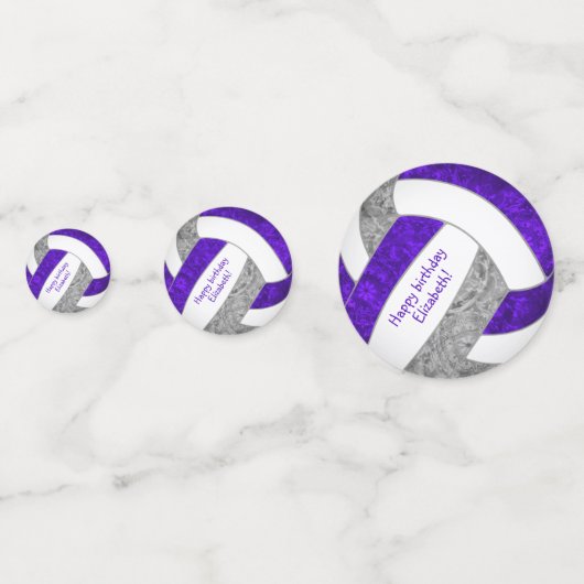 paarse grijze meisjes volleybal verjaardagsgewoont confetti (Voorkanten)