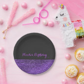 Paarse & Grijze Moderne Glam Sequins Chic Party Papieren Bordje (Feest)
