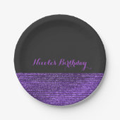 Paarse & Grijze Moderne Glam Sequins Chic Party Papieren Bordje (Voorkant)