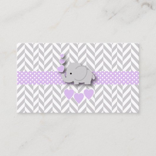 Paarse Grijze Olifant Baby shower Boekaanvraag Informatiekaartje (Voorkant)
