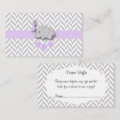 Paarse Grijze Olifant Baby shower Luier Raffle Informatiekaartje (Voorkant / Achterkant)