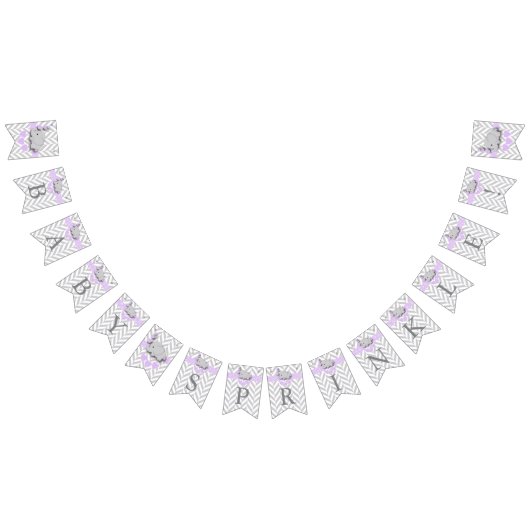 Paarse, grijze olifant Baby Sprinkle Vlaggetjes (Alle)