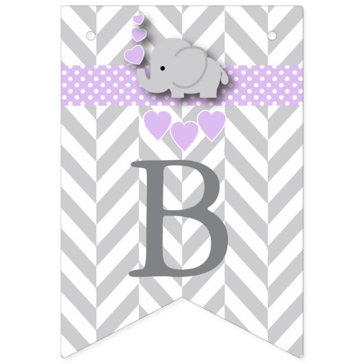 Paarse, grijze olifant Baby Sprinkle Vlaggetjes (Tweede vlag)