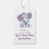  Paarse Grijze Olifant Dank u Label Cadeaulabel (Voorkant)