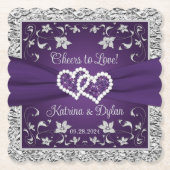 Paarse, Grijze Proost op Liefde! Kartonnen Onderzetters (Voorkant)