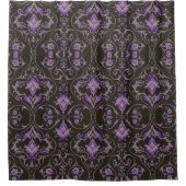 Paarse grijze rol Zwart  douchegordijn (Voorkant)