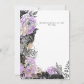 Paarse grijze rozen vlinder chique elegante bruilo kaart (Achterkant)