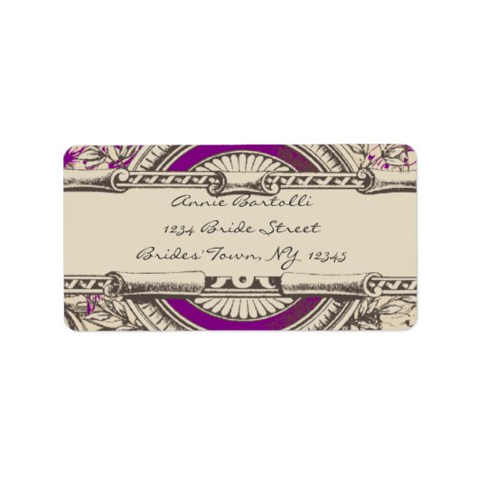Paarse Grijze  RSVP-Terugkeeradres Etiket (Voorkant)