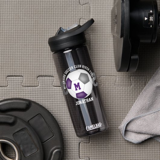 Paarse grijze school club kleuren aangepaste voetb waterfles (Gym)