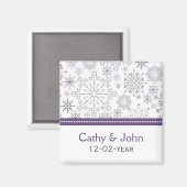 paarse grijze sneeuwflake winterbruiloft met uitzo magneet (Voorkant / Achterkant)
