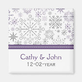 paarse grijze sneeuwflake winterbruiloft met uitzo magneet (Voorkant)