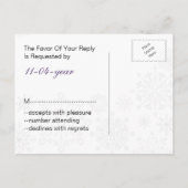 paarse grijze sneeuwvlok mod winter bruiloft RSVP Uitnodiging Briefkaart (Achterkant)