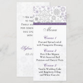 paarse grijze sneeuwvlok winter bruiloft menu kaar (Voorkant / Achterkant)