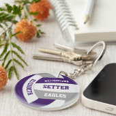 paarse grijze teamkleuren gepersonaliseerd volleyb sleutelhanger (Voorkant Rechts)