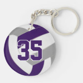 paarse grijze teamkleuren gepersonaliseerd volleyb sleutelhanger (Achterkant)