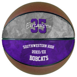 Paarse grijze teamnaam einde seizoen aandenken basketbal