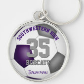 paarse grijze teamspeler noemt meisjes voetbal sleutelhanger (Voorkant)