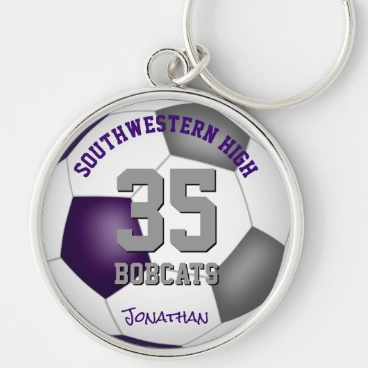 paarse grijze teamspeler noemt meisjes voetbal sleutelhanger (Voorkant)