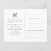 Paarse Grijze Thuishuiszoeking Uitnodiging Briefkaart (Achterkant)