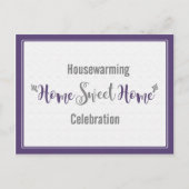 Paarse Grijze Thuishuiszoeking Uitnodiging Briefkaart (Voorkant)