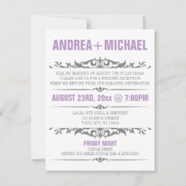 Paarse & Grijze Trouwreceptie UITNODIGINGEN