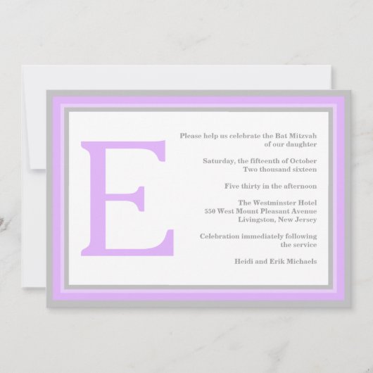 paarse grijze uitnodiging (Voorkant)