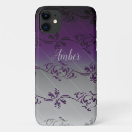 Paarse grijze verloop bladpatroon gepersonaliseerd Case-Mate iPhone case