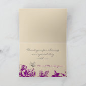 Paarse grijze vintage bloemen bruiloft bedankkaart (Binnen)