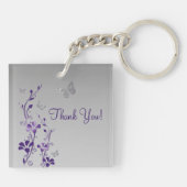 Paarse grijze vlinderbloemigen AcrylSleutelhanger Sleutelhanger (Achterkant)