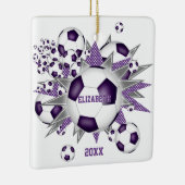 paarse grijze voetbal met blaasmeisjes keramisch ornament (Rechts)