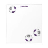 paarse grijze voetballen accent gepersonaliseerd notitieblok (Voorkant)