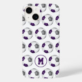 paarse grijze voetballen patroon monogram Case-Mate iPhone case (Achterkant)