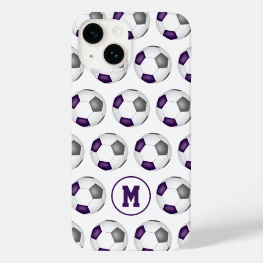 paarse grijze voetballen patroon monogram Case-Mate iPhone case (Achterkant)