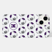 paarse grijze voetballen patroon monogram Case-Mate iPhone case (Achterkant (horizontaal))