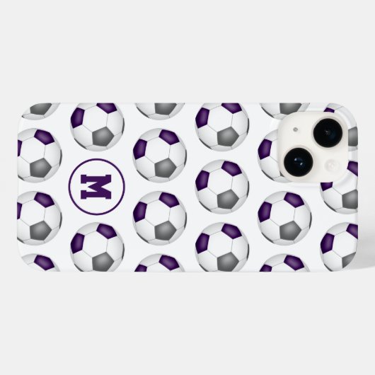 paarse grijze voetballen patroon monogram Case-Mate iPhone case (Achterkant (horizontaal))