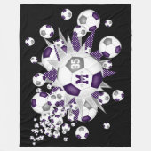 Paarse grijze voetballen sterren atleet sportkamer fleece deken (Voorkant)