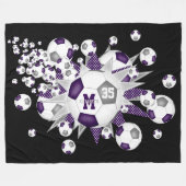 Paarse grijze voetballen sterren atleet sportkamer fleece deken (Voorkant (Horizontaal))