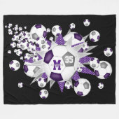 Paarse grijze voetballen sterren atleet sportkamer fleece deken (Voorkant (Horizontaal))