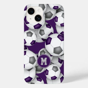 Paarse grijze voetbalteam kleuren sportpatroon Case-Mate iPhone 14 hoesje
